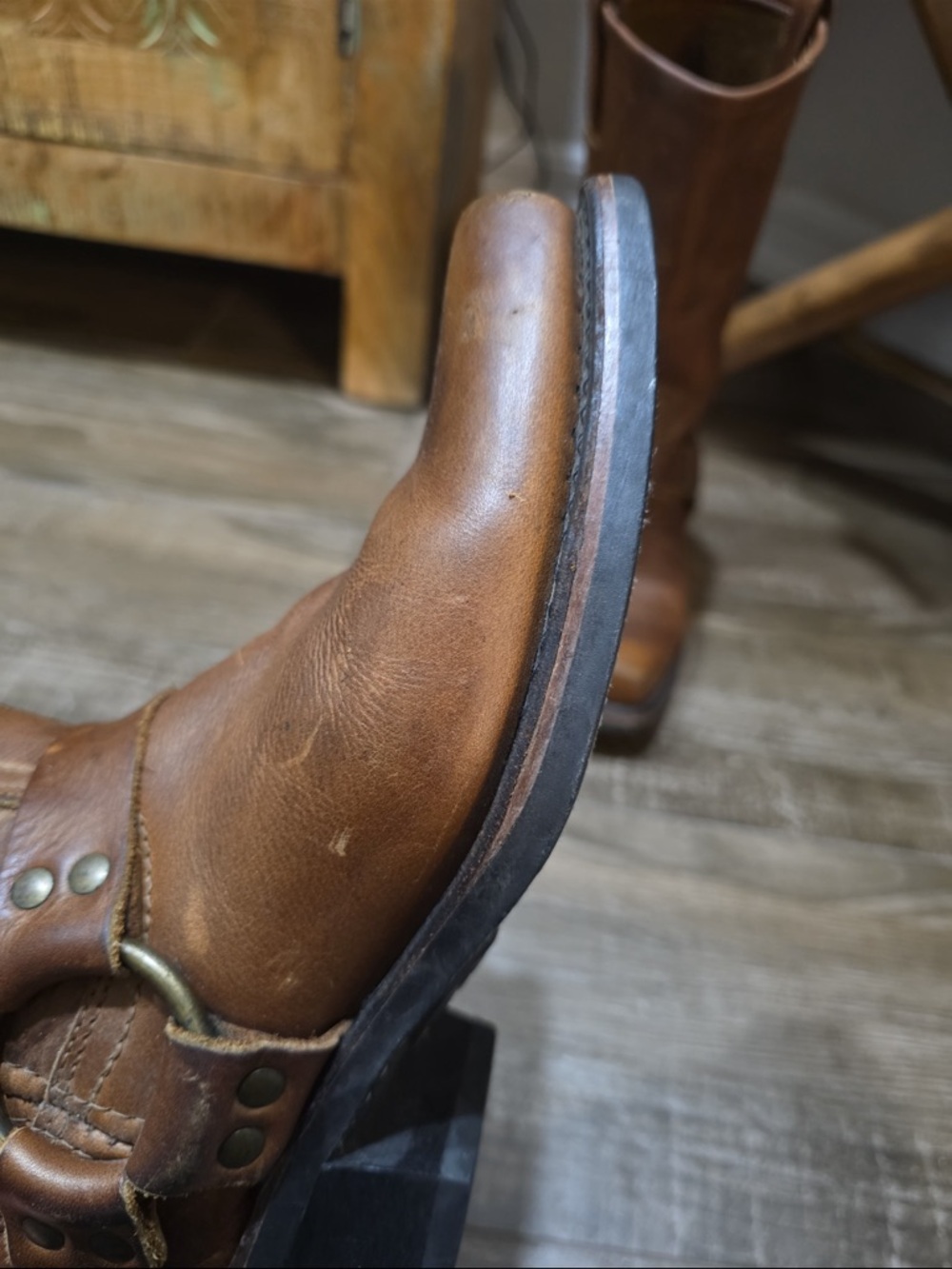 Classic Brown Leather Engineer Boots - Women's - Picture 7 of 8